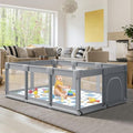 Large Baby Playpen with Soft Breathable Mesh, Grey H96505