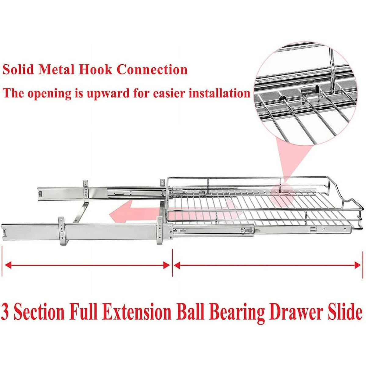 Chrome 14W x 21D 1 Tier Heavy-Duty Slide Out Shelf Wire Basket X857856