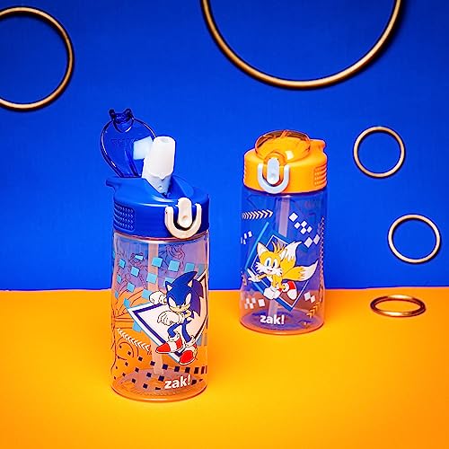 16 oz Pack of 2 Plastic Kids Water Bottle with Spout Cover and Carrying Loop N804