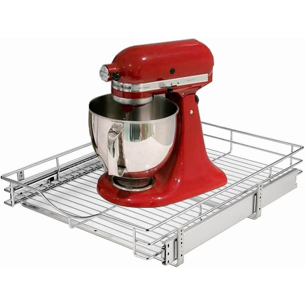 Chrome 14W x 21D 1 Tier Heavy-Duty Slide Out Shelf Wire Basket X857856