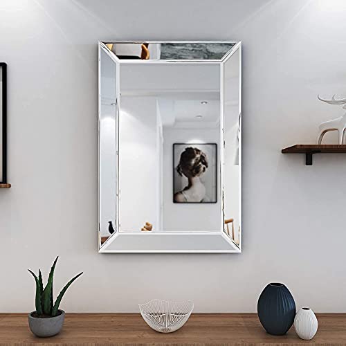 Large Rectangular Wall Mirror 28"x39" Angled Beveled Mirror Frame R1834
