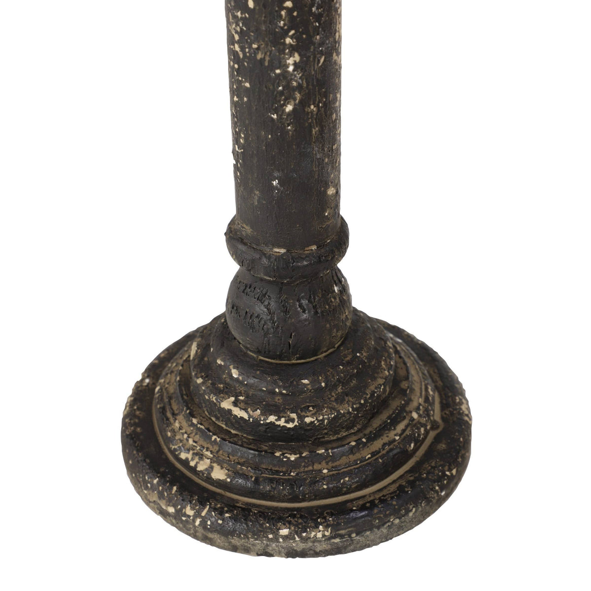 Large Black Carved Wood Candle Holders Set of 2 D4226