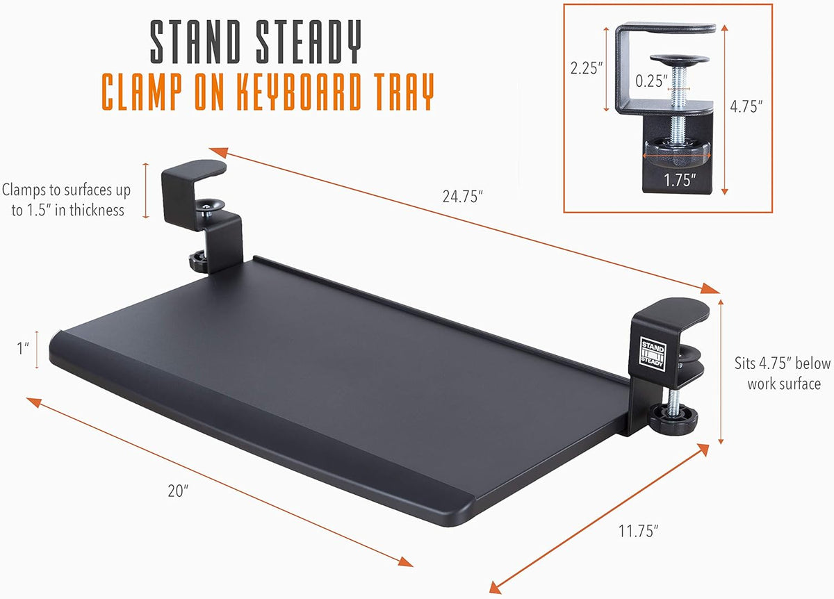 Small Clamp On Keyboard Tray, 20 x 11.75'' X9888
