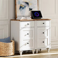 Off-White Wood Nightstand with Drawer and Charging Station B8873