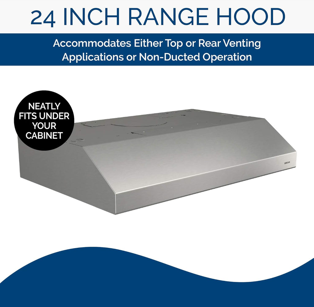 Stainless Steel 24-inch Under Cabinet Range Hood with Light D46579