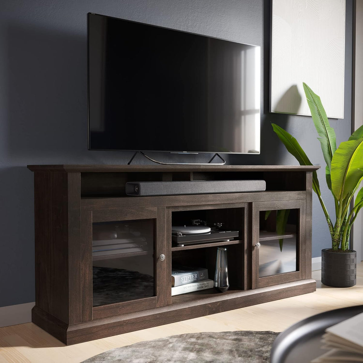 Stone Grey Electric Fireplace TV Stand I70791