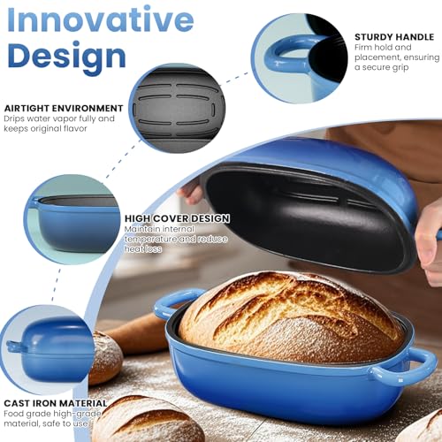 Blue Oval Cast Iron 2.5QT Dutch Oven with Lid L3675