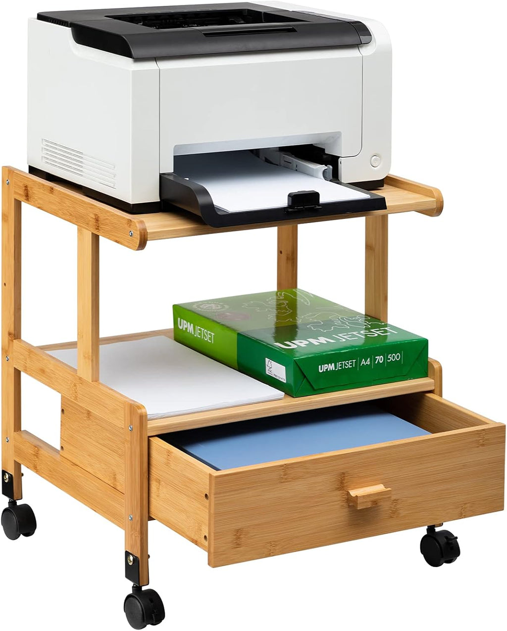 3-Tiers Mobile Printer Stand with Drawer V80983