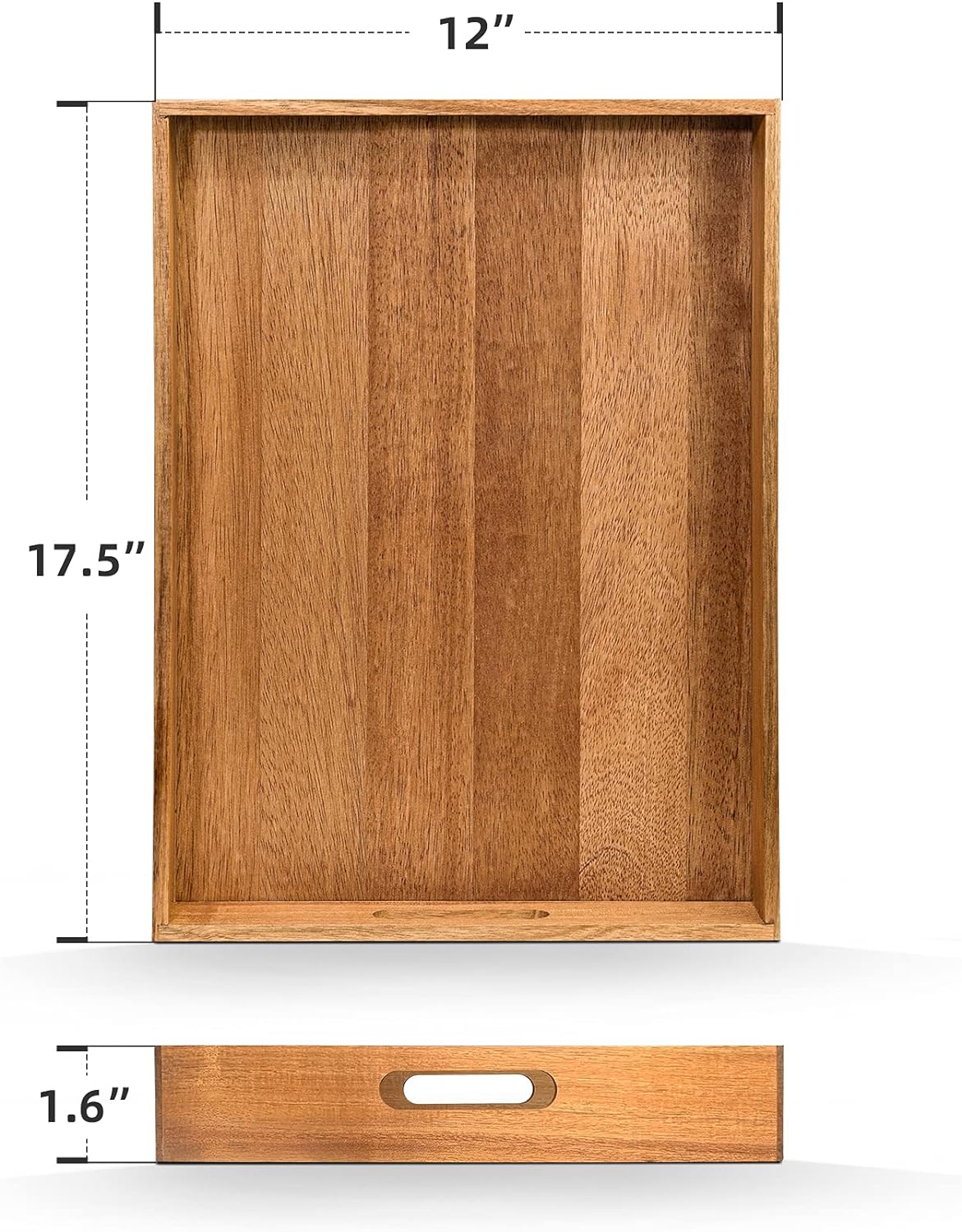Acacia Wood Serving Tray with Handles 17 Inches X445520