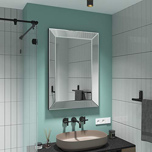 Large Rectangular Wall Mirror 28"x39" Angled Beveled Mirror Frame R1834