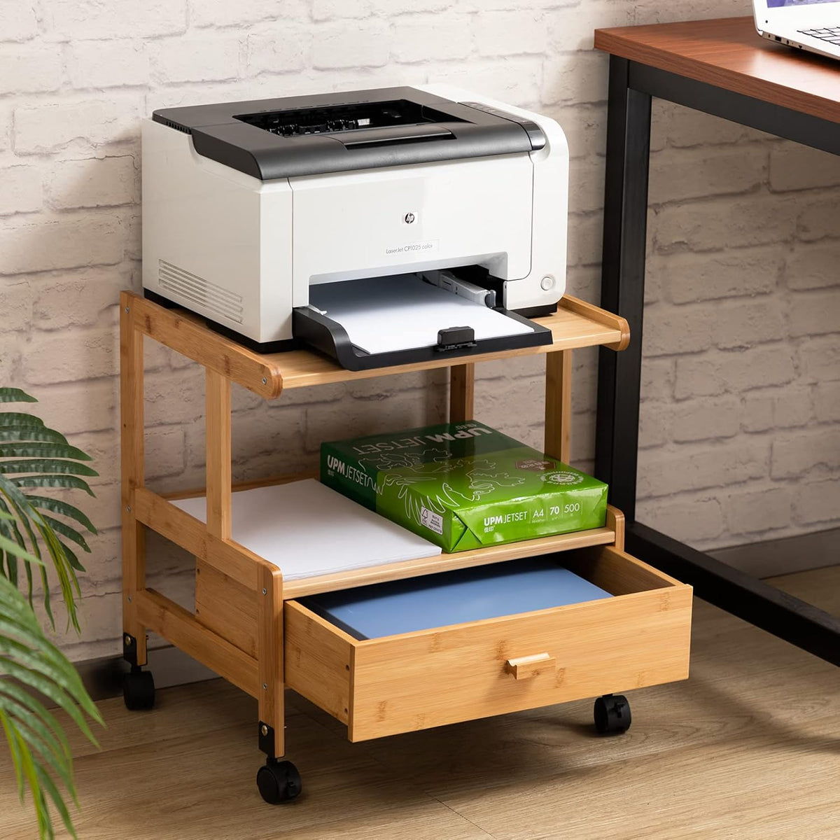 3-Tiers Mobile Printer Stand with Drawer V80983