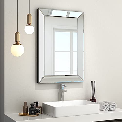Large Rectangular Wall Mirror 28"x39" Angled Beveled Mirror Frame R1834