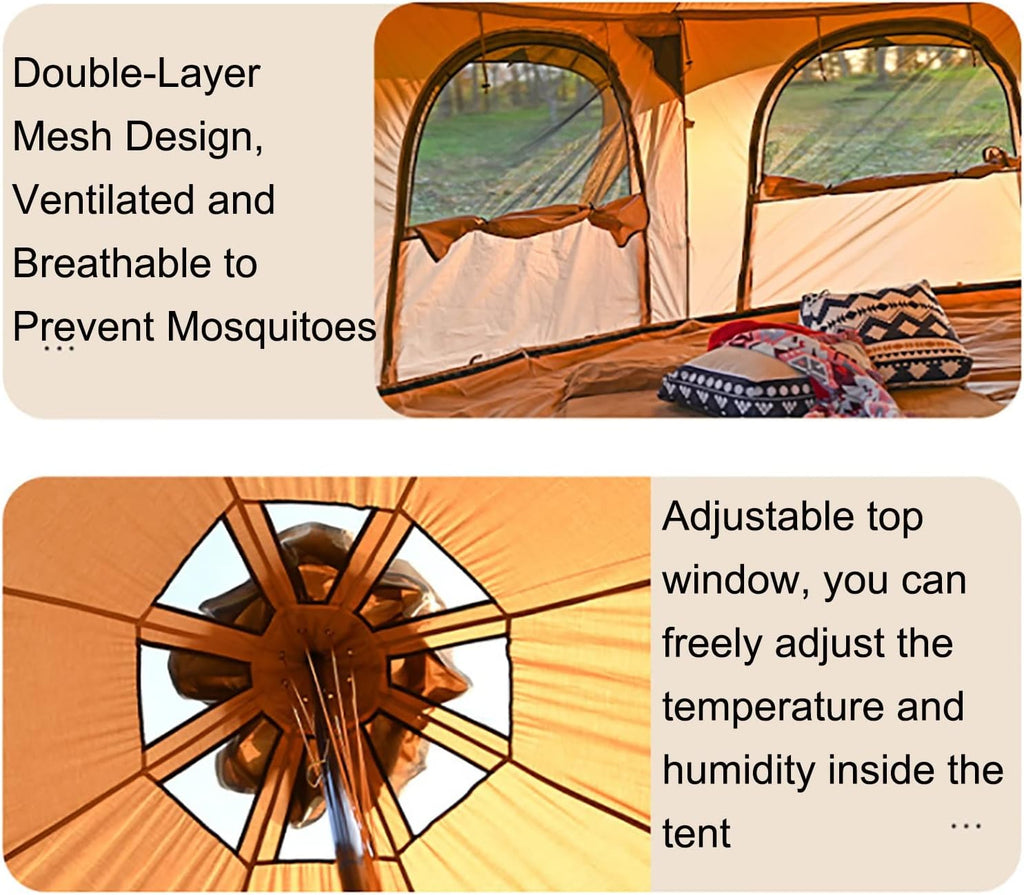 Beige 4 Season Cotton Canvas Bell Tent 8-10 Person I3118