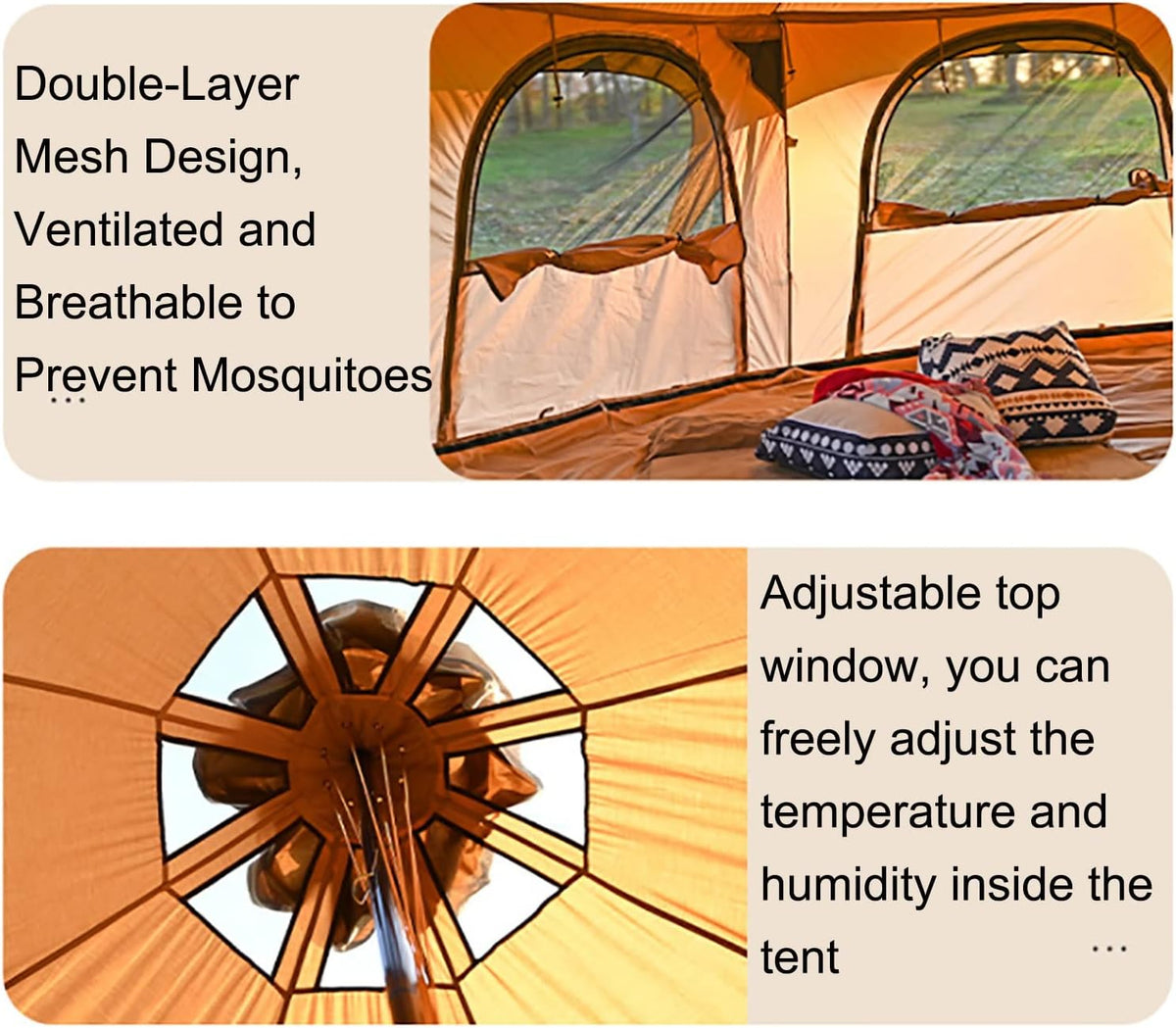 Beige 4 Season Cotton Canvas Bell Tent 8-10 Person I3118