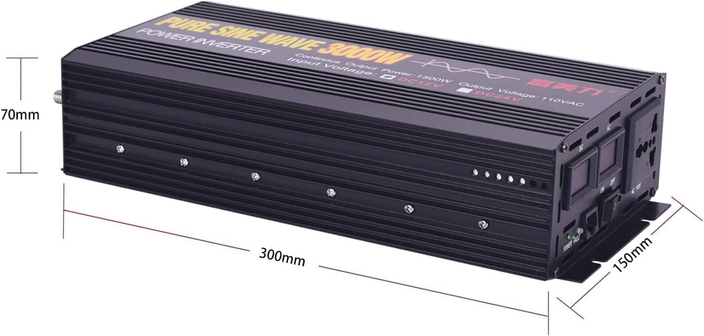 24V to 110V Pure Sine Wave Power Inverter 1000W/2000W Peak D3457