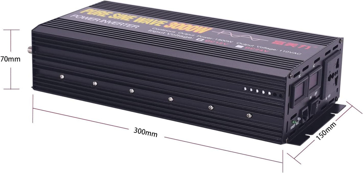 24V to 110V Pure Sine Wave Power Inverter 1000W/2000W Peak D3457