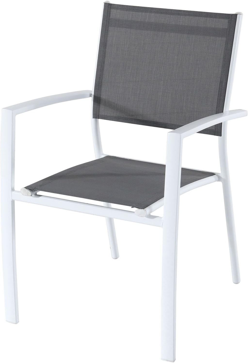 7-Piece Gray White Sling Chairs and Dining Table Outdoor Furniture C6991