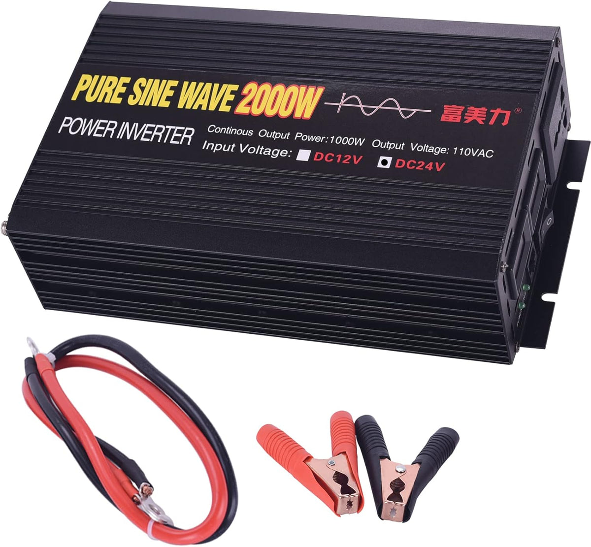 24V to 110V Pure Sine Wave Power Inverter 1000W/2000W Peak D3457