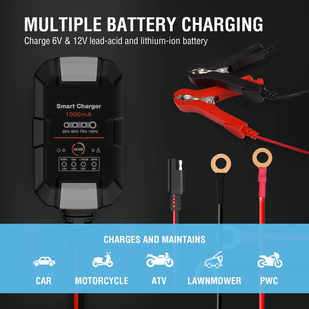 6V/12V 1A Trickle Charger Battery Maintainer B377189
