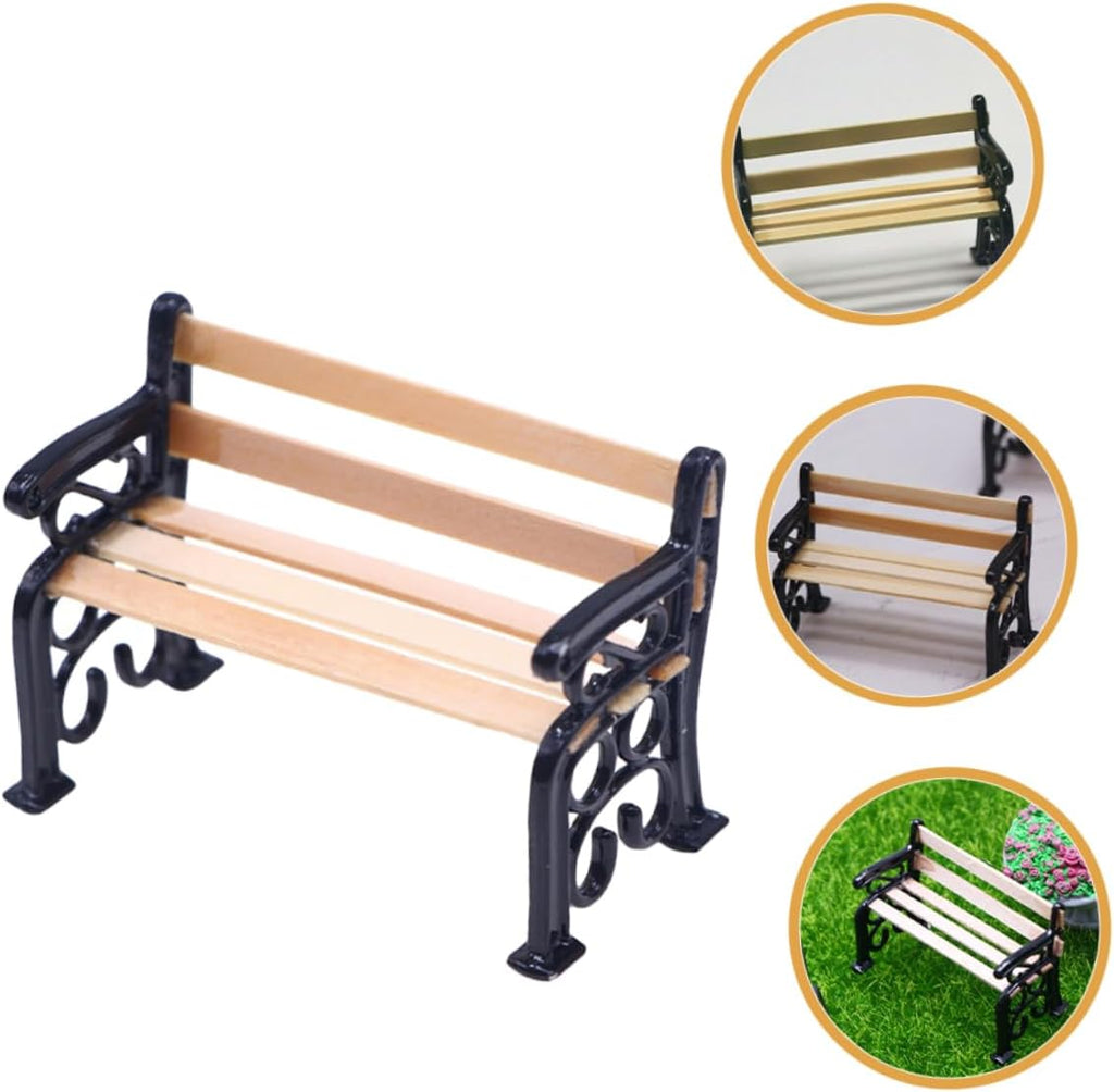 3pcs Mini Park Bench Doll Furniture Miniature Garden Decor L941