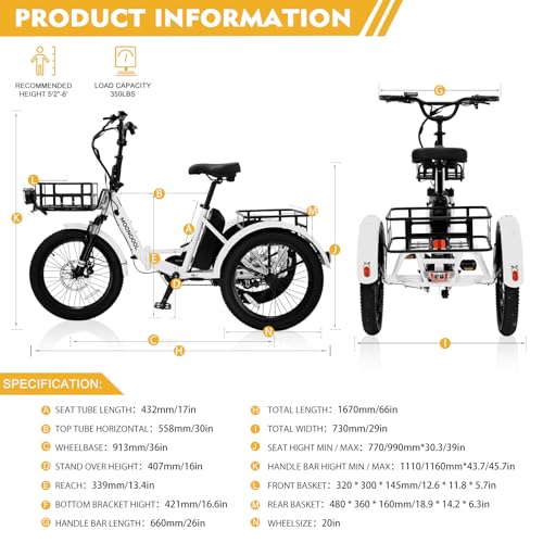 20" Folding 3 Wheels Electric Tricycle with Aluminum Frame M568273