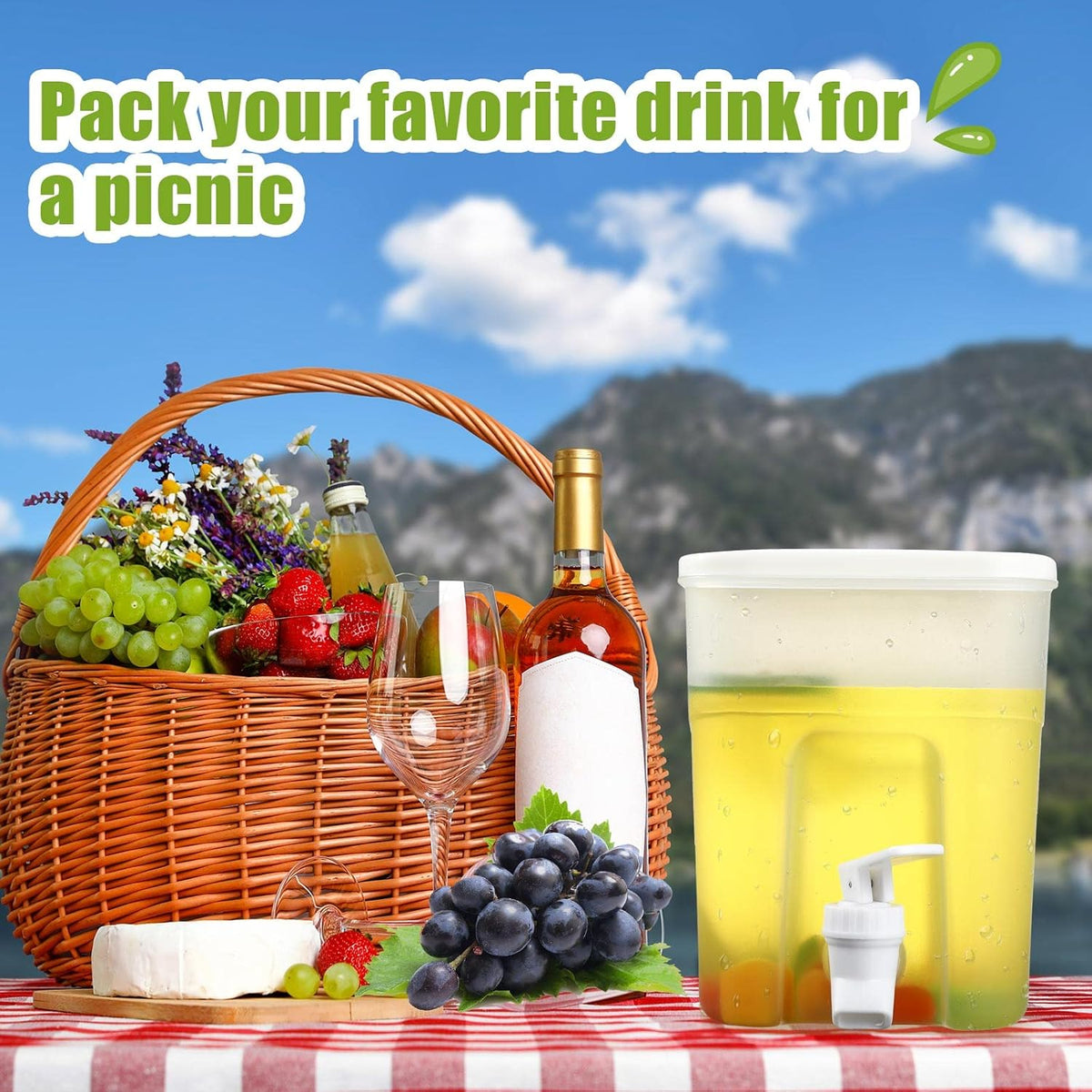 1 Gallon Plastic Drink Dispenser with Spigot and Lid, 3 Pcs M16337