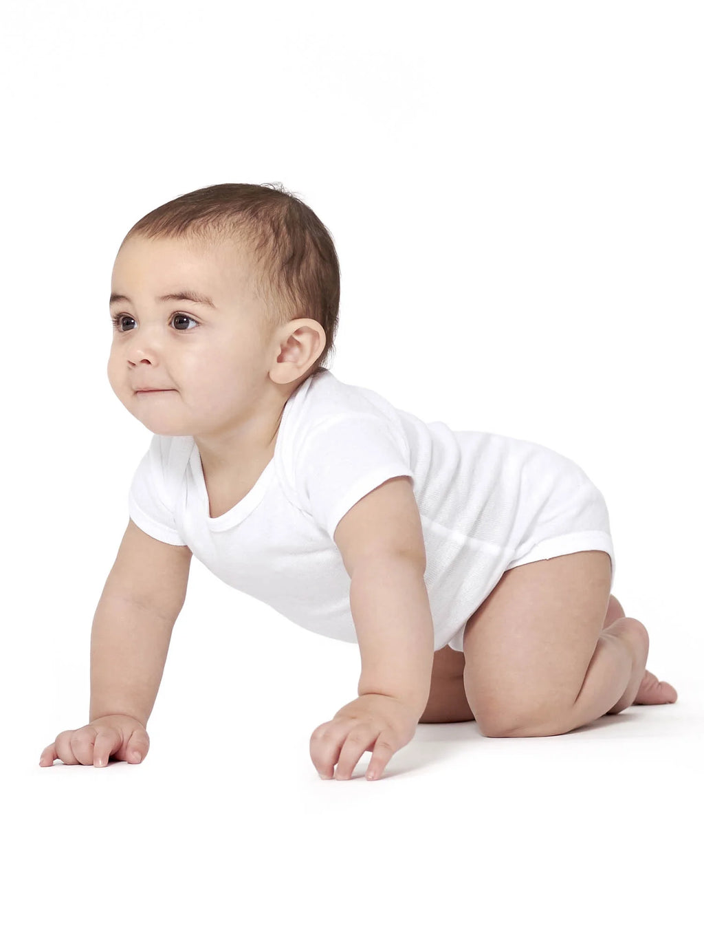White Cotton Rib Short Sleeve Bodysuits, 8-Pack C949