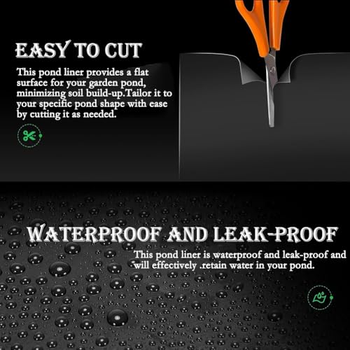 Black 20 Mil HDPE Pond Liner 10×13ft S59065