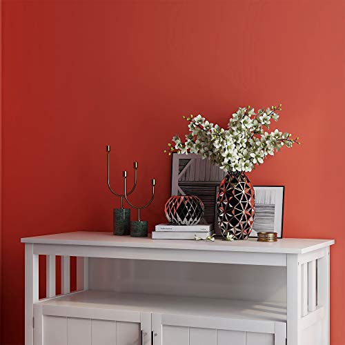 White Solid Wood Buffet Table with 2 Doors and Shelves S823992