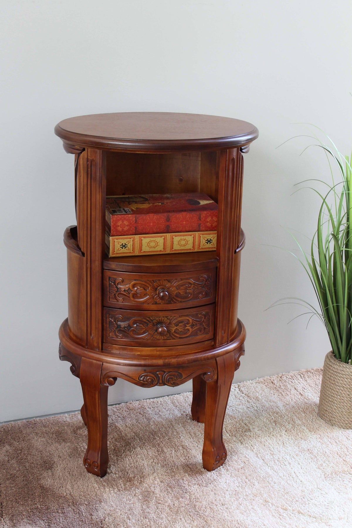 Wood Telephone Table with Two Drawers G662862