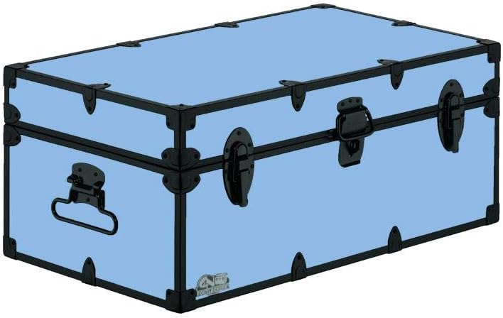 Light Blue Steel Footlocker with Lid Stay 32 x 18 x 13.5 Inches E18095