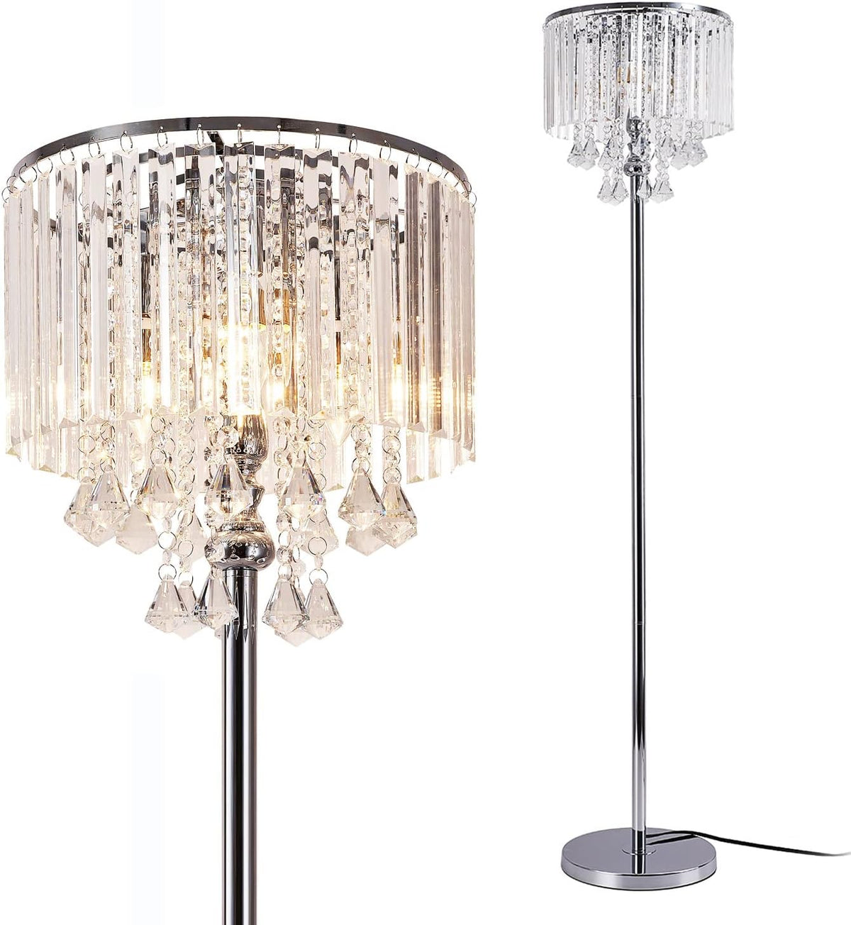 Chrome Crystal 3-Lights Floor Lamp M31922