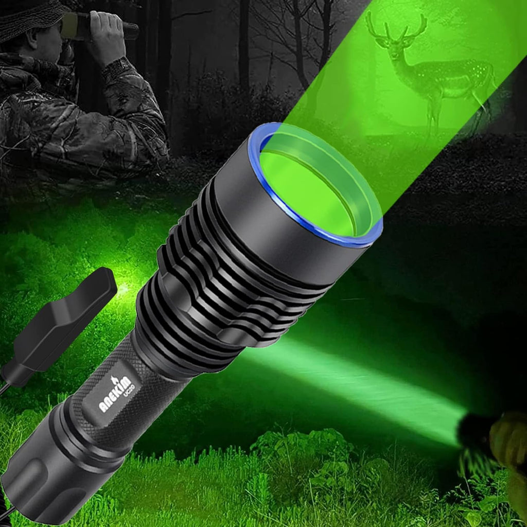 Green Tactical Flashlight Rechargeable Picatinny Mount Z95375