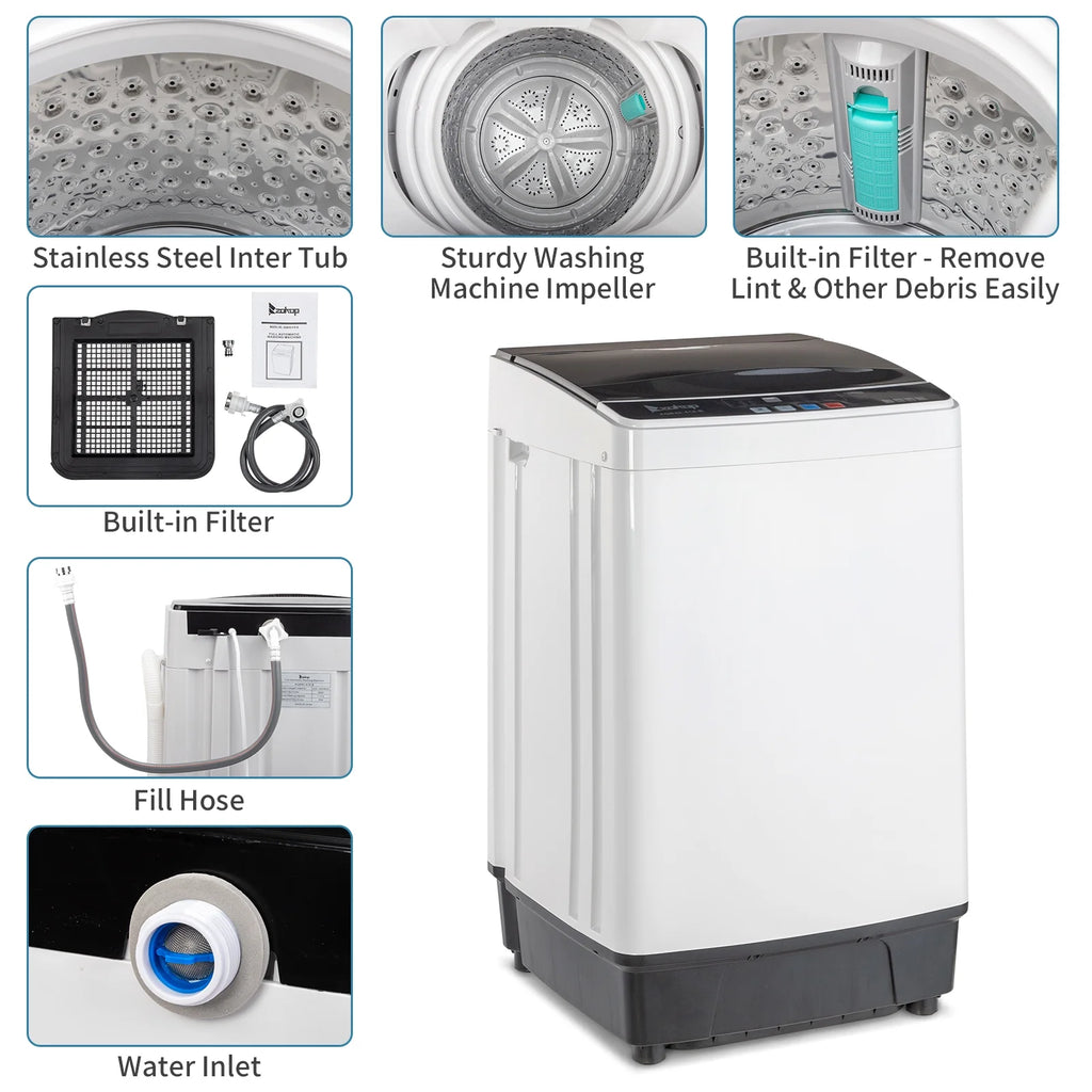 17.6 Lbs Capacity Top Load Portable Washing Machine with LED Display A6449