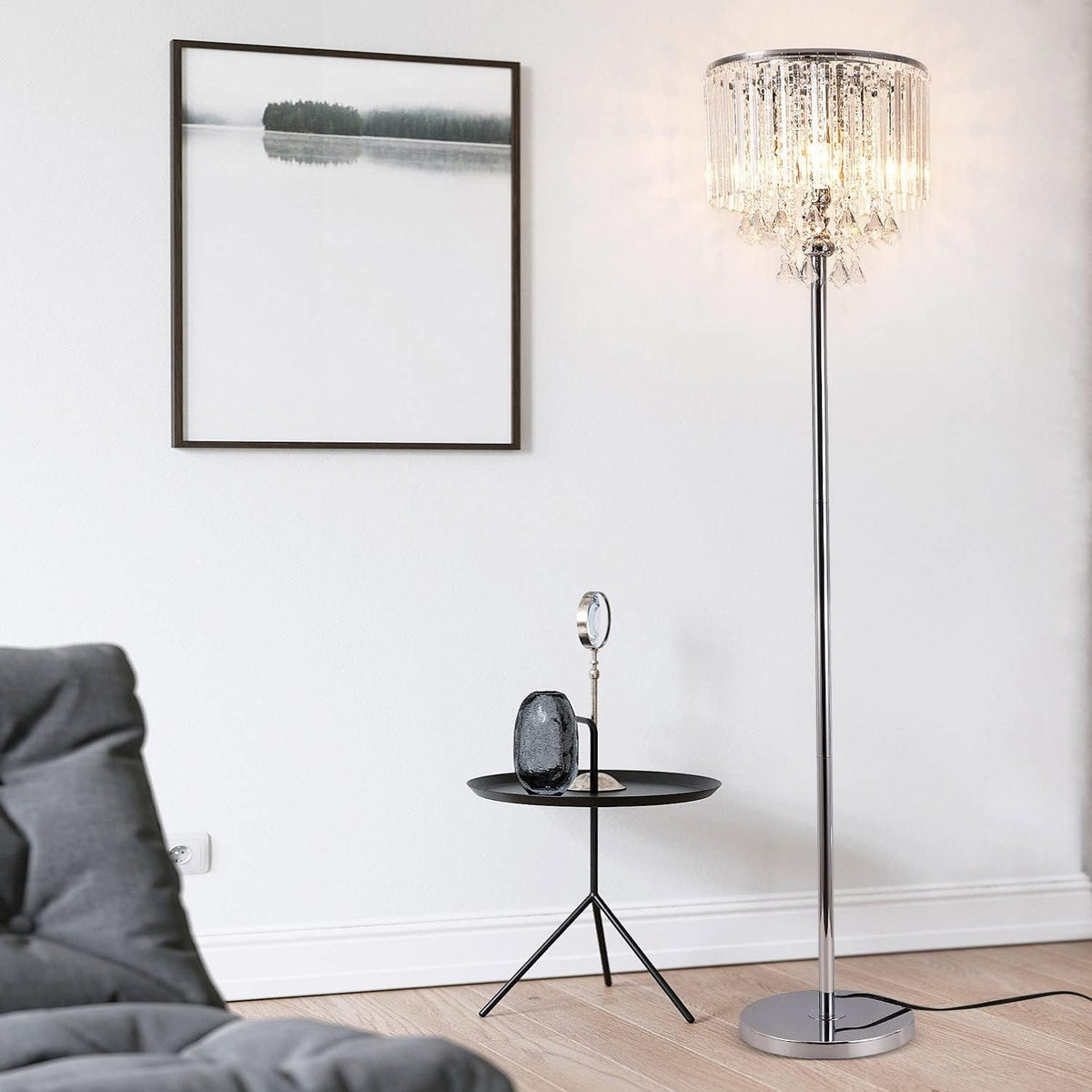 Chrome Crystal 3-Lights Floor Lamp M31922