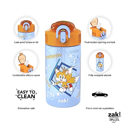 16 oz Pack of 2 Plastic Kids Water Bottle with Spout Cover and Carrying Loop N804