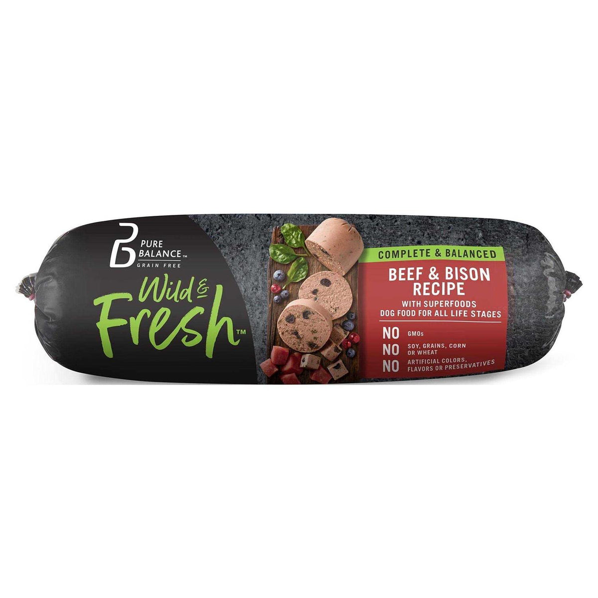 Beef & Bison Recipe Rolled Chub Dog Food T95624