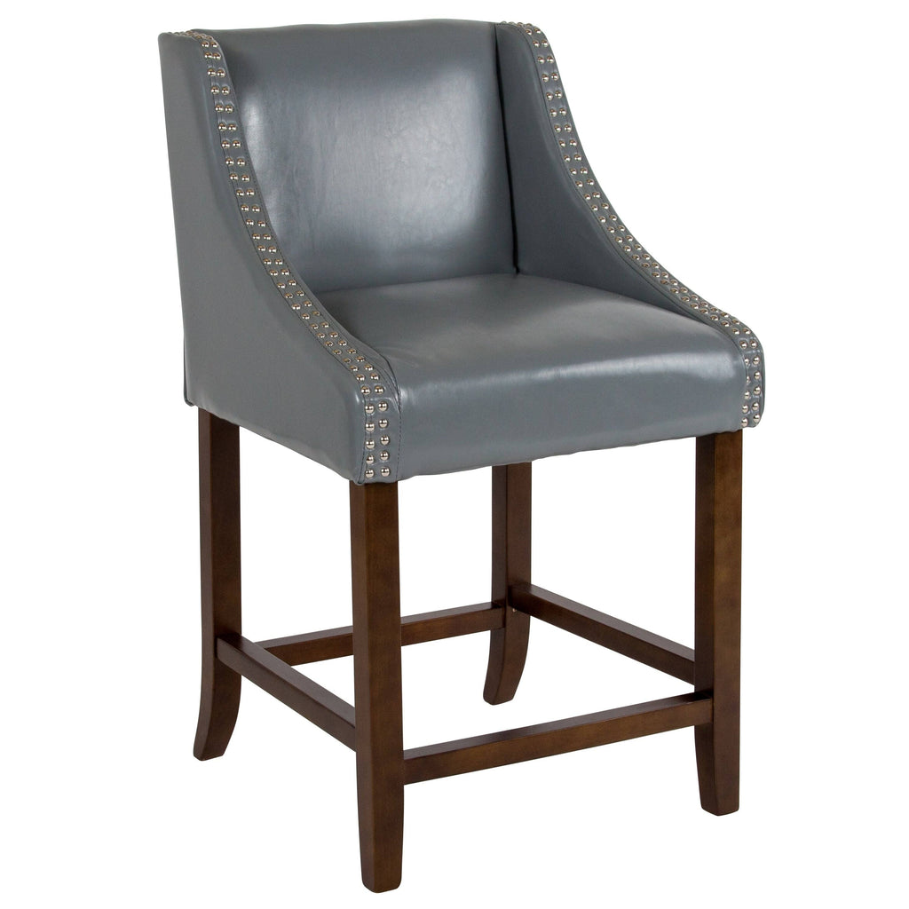 Light Grey Fabric Counter Height Stool P91934
