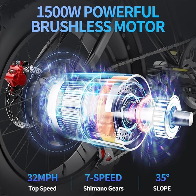 20" Fat Tire Electric Bike 1000W 48V 20AH E58665