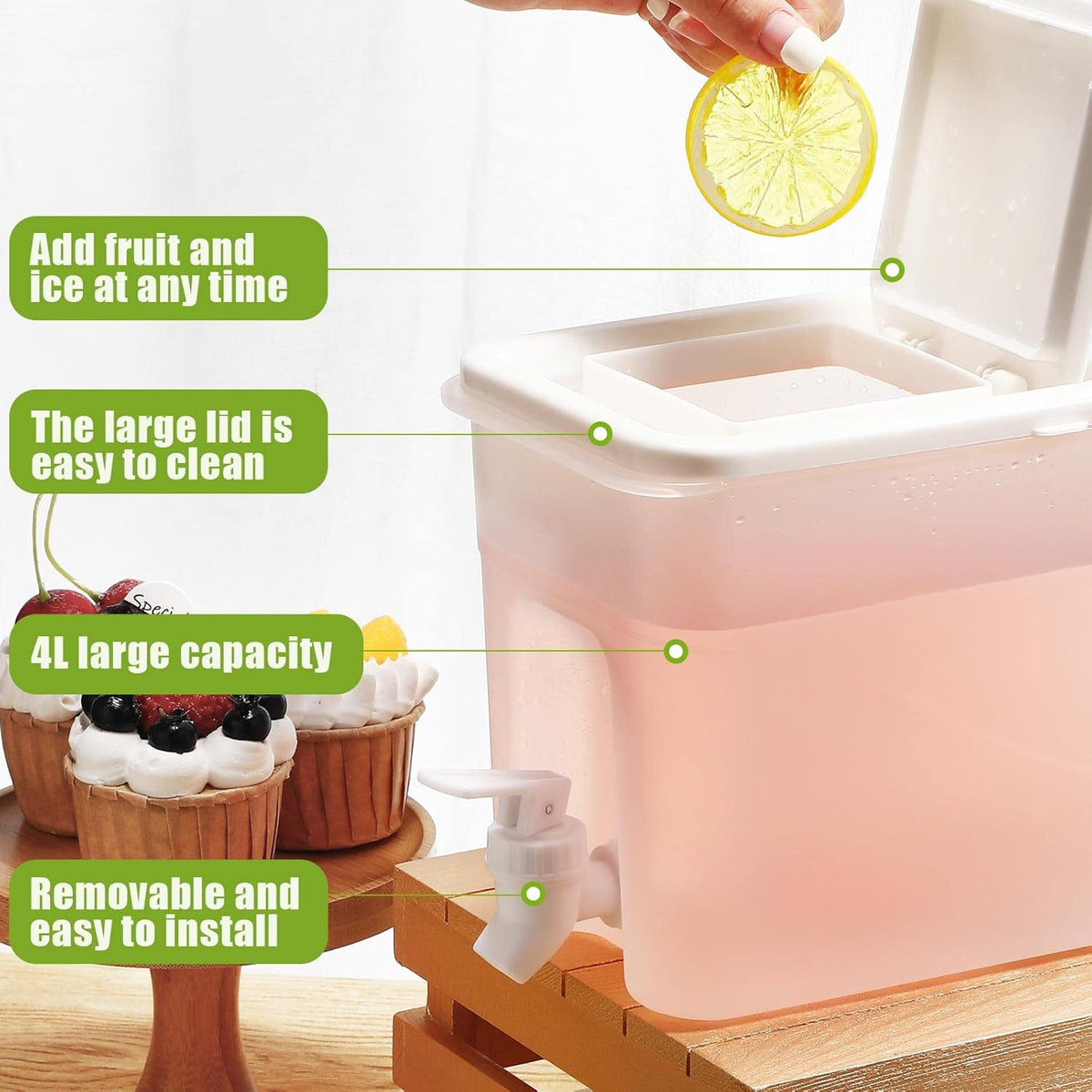 1 Gallon Plastic Drink Dispenser with Spigot and Lid, 3 Pcs M16337