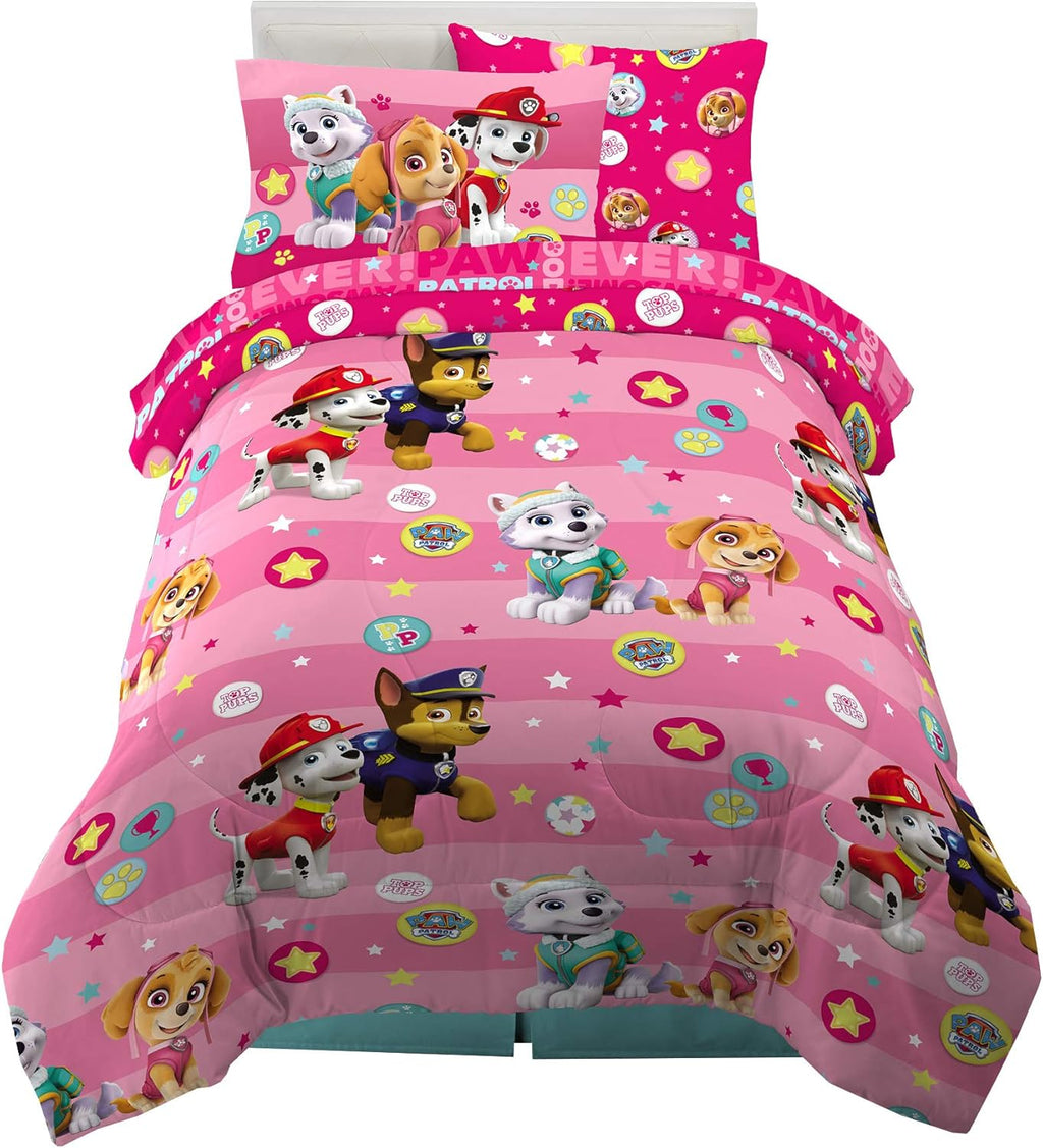 Twin Bedding Set with Reversible Comforter, Flat & Fitted Sheets, Pillowcase & Sham + Window Curtains N240820