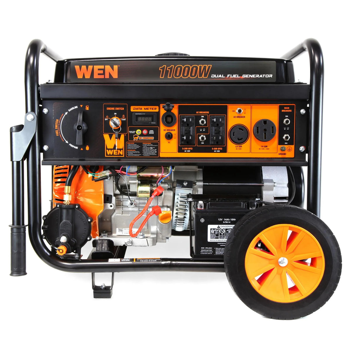 11000-Watt 120-Volt 240-Volt Dual Fuel Electric Start Portable Generator with Wheel Kit and CO Shutdown Sensor L4099