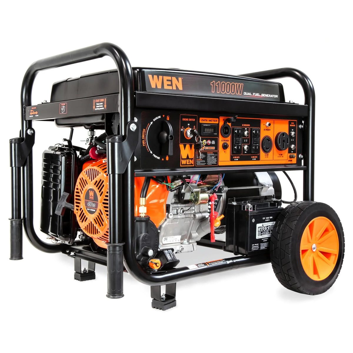 11000-Watt 120-Volt 240-Volt Dual Fuel Electric Start Portable Generator with Wheel Kit and CO Shutdown Sensor L4099