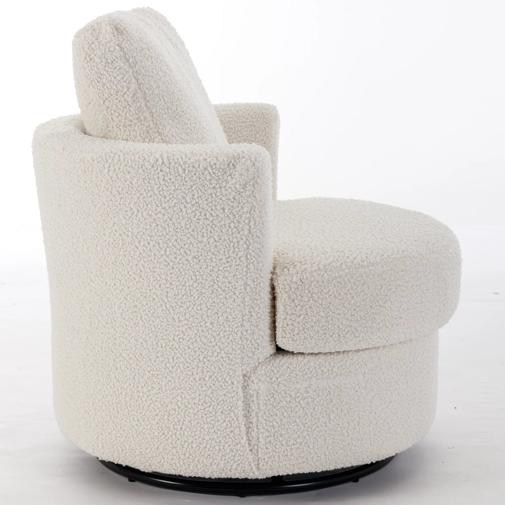 Beige Chenille Swivel Barrel Armchair S520897