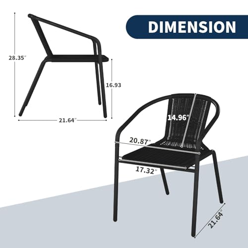 Black Set of 6 Rattan Stackable Outdoor Dining Chairs T633815