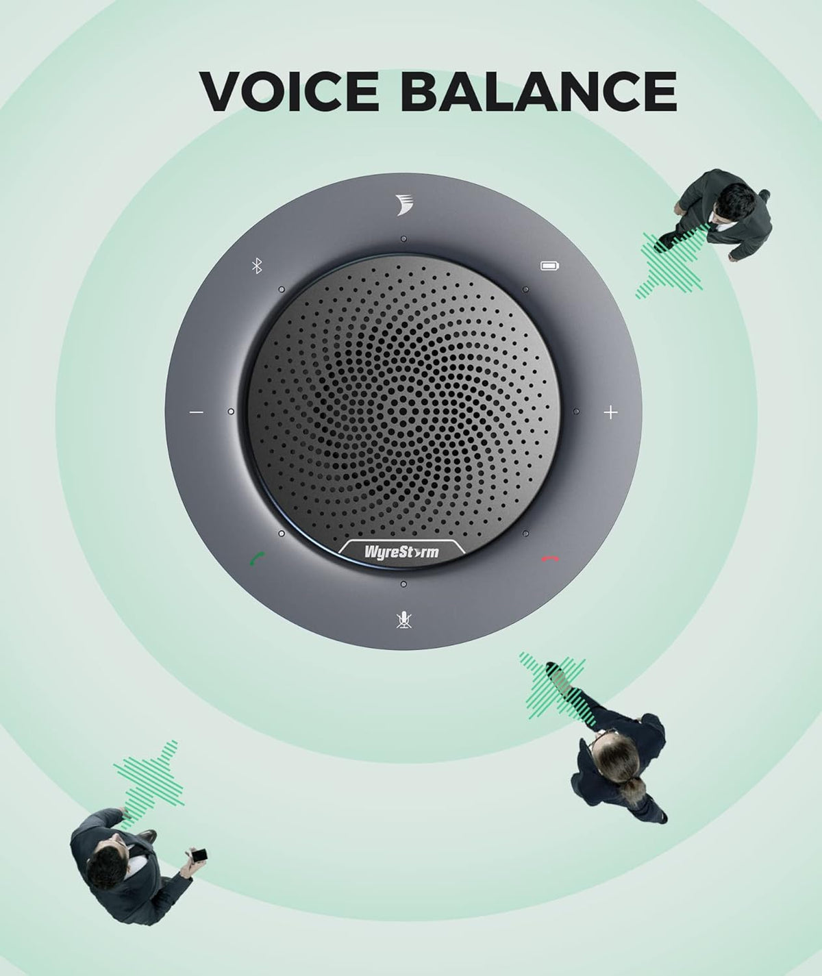 Portable USB & Bluetooth Conference Speaker with 4 Noise-canceling Mics W228863