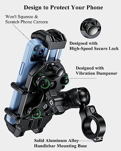 Motorcycle Phone Holder with Vibration Dampener Handlebar Mount M5068