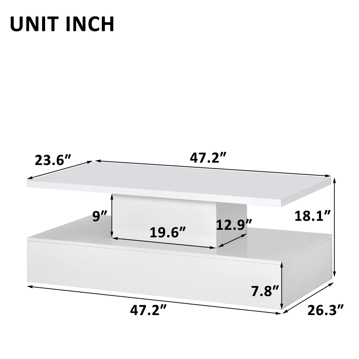 Coffee Table with LED White Y55087