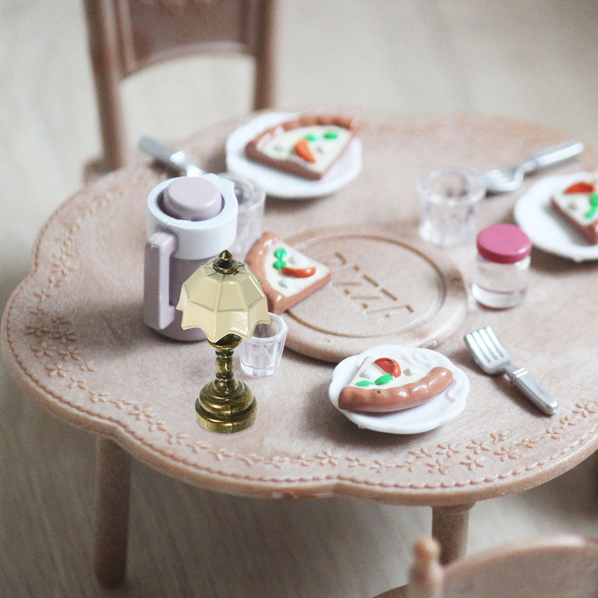 White Vintage Metal Dollhouse Lamp Bedside Table 5 Pack H4160