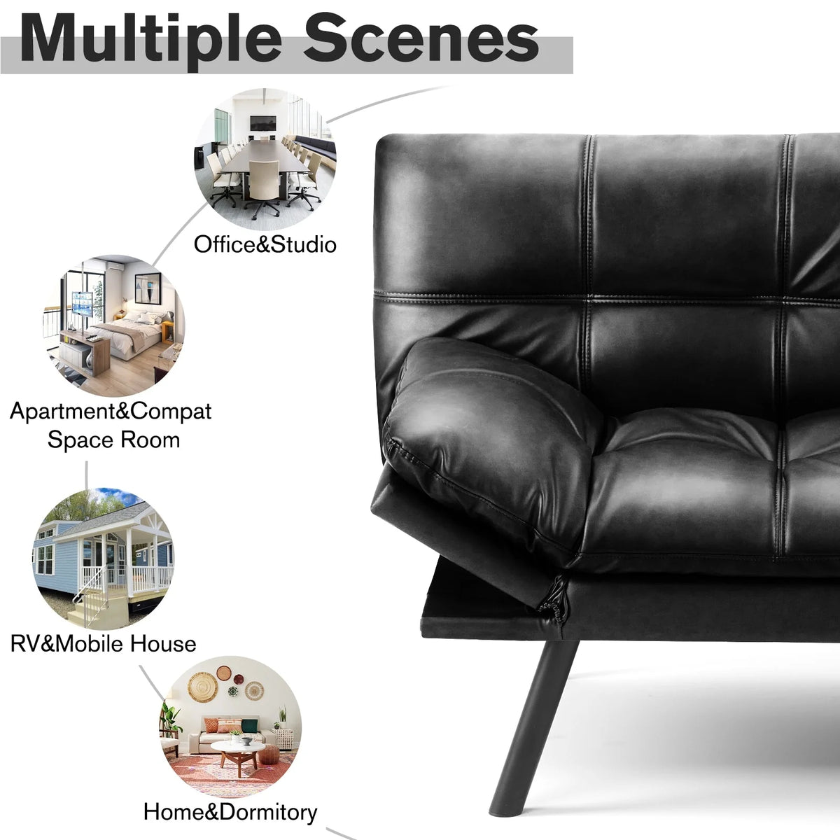 Convertible Sleeper Loveseat Sofa with Split Backrest N31445